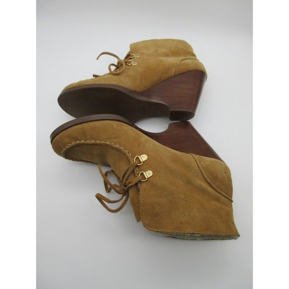 Michael Kors women's sheepskin suede lined wedge ankle boots 8.5 - Picture 6 of 12